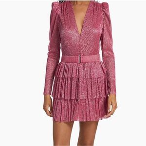 Sabina Musáyev Carry Metallic Foil Ruffled Minidress